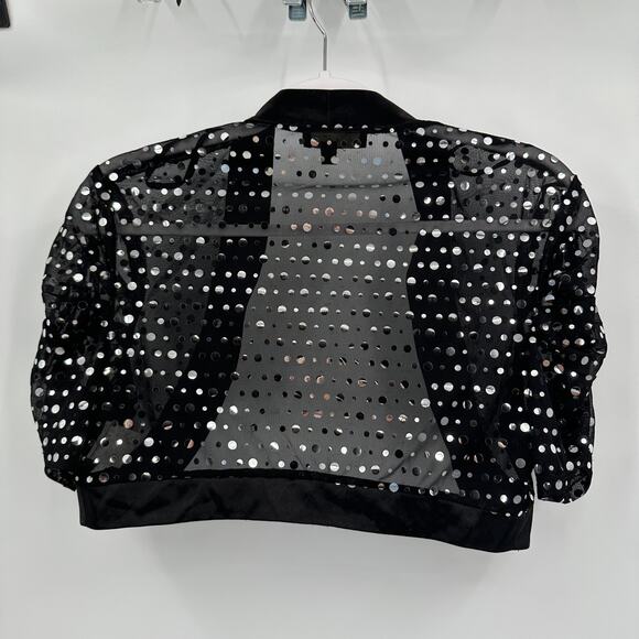 City Triangles Womens Jacket Size L Y2K Cropped Metallic Disco Party Sheer - Picture 2 of 7